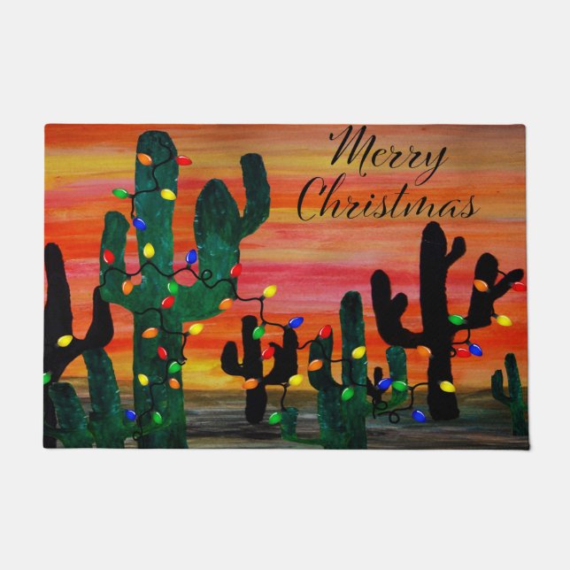 Felpudo Navidades cactus doormat rug decoración de la casa (Anverso)