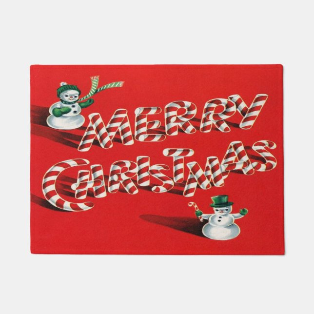 Felpudo Navidades Candy Cane Y Snowman Doormat (Anverso)