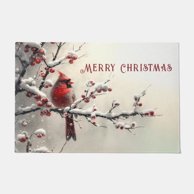 Felpudo Navidades Cardenal Rojo Holiday Doormat (Anverso)