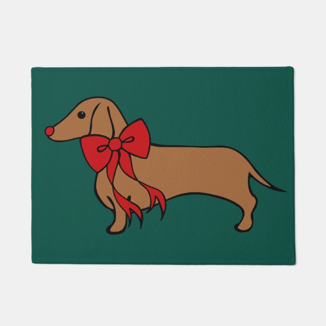 Felpudo Navidades clásicos Dachshund Puppy Doormat (Anverso)