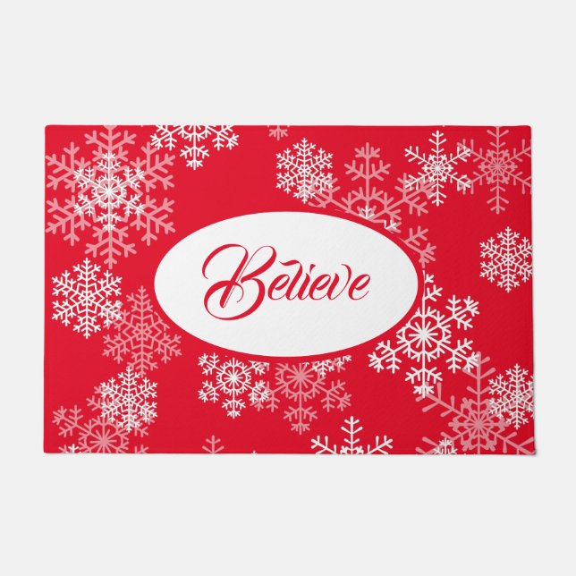 Felpudo Navidades con copas de nieve Doormat-Believe (Anverso)