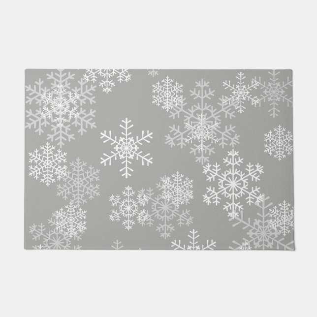 Felpudo Navidades Copos de nieve Doormat-Gray (Anverso)