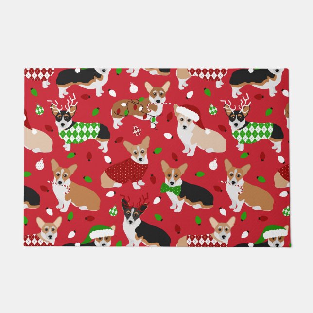 Felpudo Navidades Corgi Dogs (Anverso)