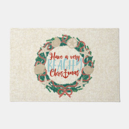 Felpudo Navidades Costa Tropical Sea Shell Wreath - Rojo