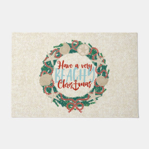 Felpudo Navidades Costa Tropical Sea Shell Wreath - Rojo