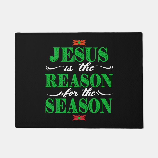 Felpudo Navidades Cristianos Regalos Jesús Es La Razón De (Anverso)
