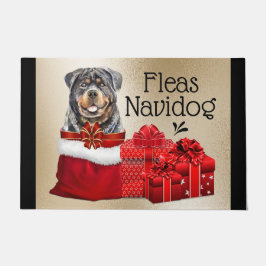 Felpudo Navidades curiosos de Rottweiler se lanzan como re