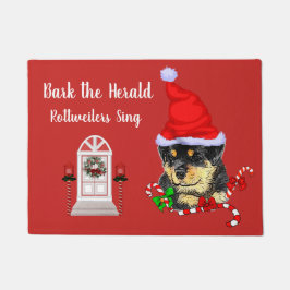 Felpudo Navidades Cute Puppy Rottweiler Santa