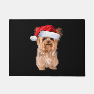 Felpudo Navidades Cute Yorkshire Terrier Santa Puppy