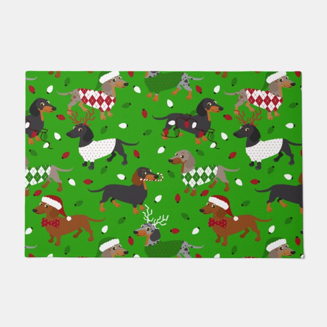 Felpudo Navidades Dachshund All Coats Doormat (Anverso)