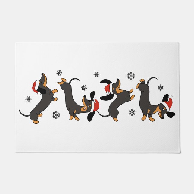 Felpudo Navidades Dachshund, regalo de amante de los perro (Anverso)