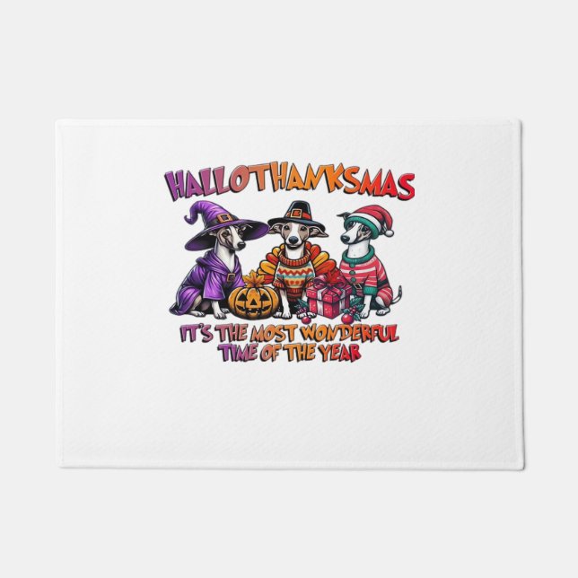 Felpudo Navidades de Acción de Gracias de Halloween con ma (Anverso)