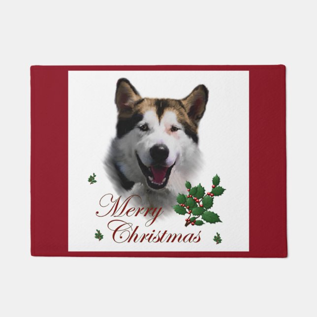 Felpudo Navidades de Alaskan Malamute (Anverso)
