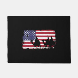 Felpudo navidades de bandera de los estados unidos