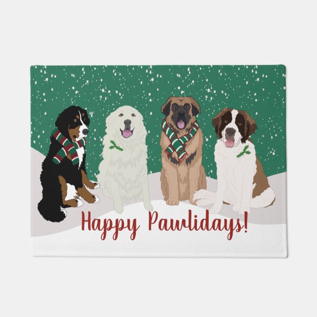 Felpudo Navidades de Bernese Leonberger Great Pyrenees  (Anverso)