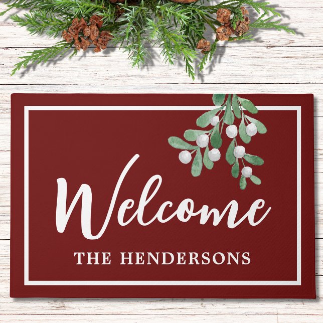 Felpudo Navidades de bienvenida personalizados Burgundy Do (Subido por el creador)