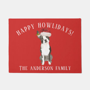 Felpudo Navidades de Boston Terrier Dog Happy Howlidays