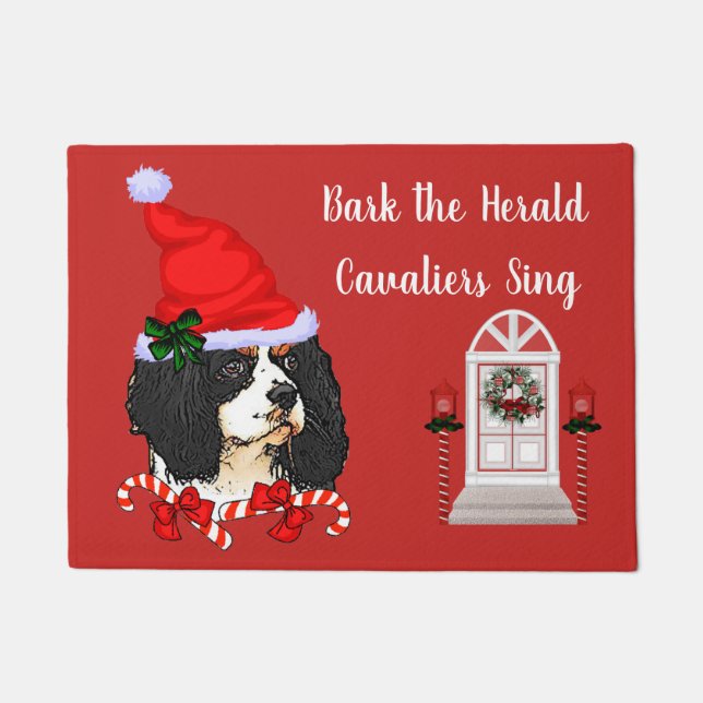 Felpudo Navidades de Cavalier King Charles Spaniel (Anverso)