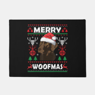Felpudo Navidades de chocolate de maderas Woofmas Labrador