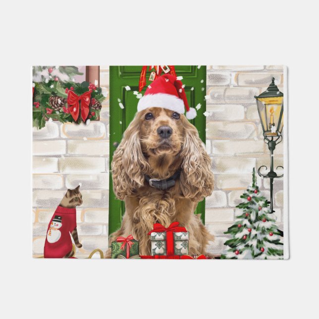 Felpudo Navidades de Cocker Spaniel Dog (Anverso)