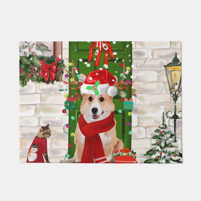 Felpudo navidades de corgi Dog (Anverso)