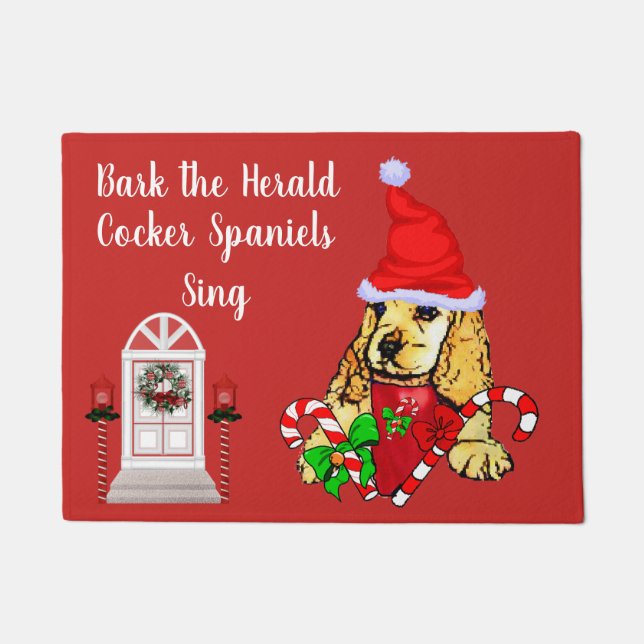 Felpudo Navidades de Cute Cocker Spaniel Puppy (Anverso)