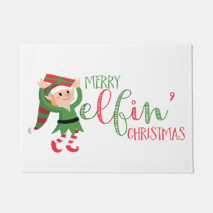 Felpudo Navidades de Cute Elf Merry Elfin Doormat