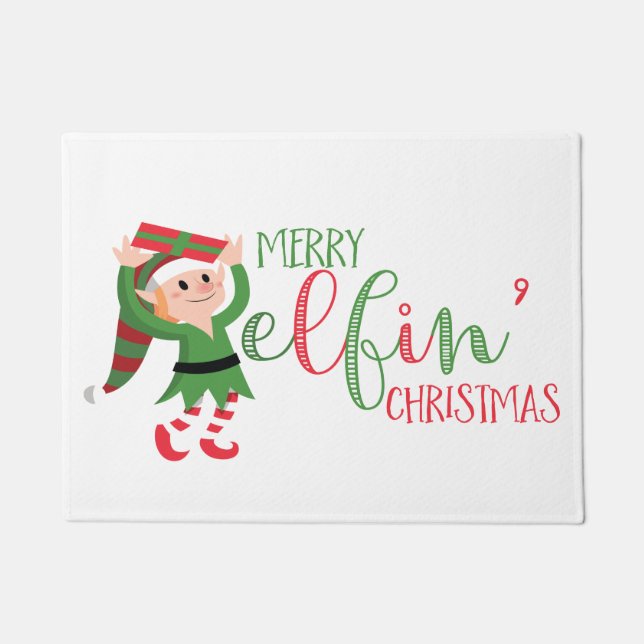 Felpudo Navidades de Cute Elf Merry Elfin Doormat (Anverso)