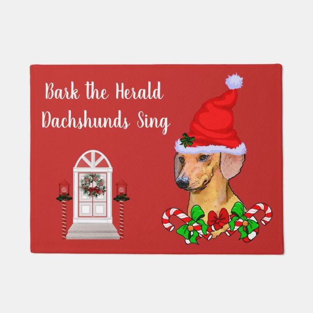 Felpudo Navidades de Cute Santa Dachshund (Anverso)