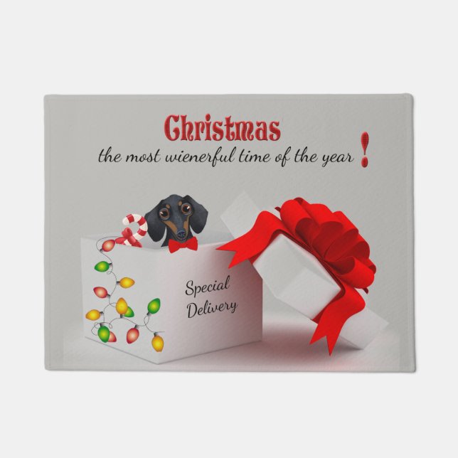 Felpudo Navidades de Dachshund Cute Gian Doormat (Anverso)