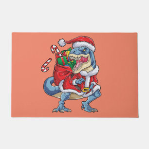 Felpudo Navidades de Dinosaurios Hombres Santa Claus T rex
