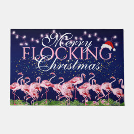Felpudo Navidades de enclavamiento de cerezos Flamingo ros