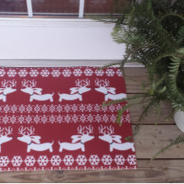 Felpudo Navidades de Fair Isle Dachshund Doormat Wiener Do