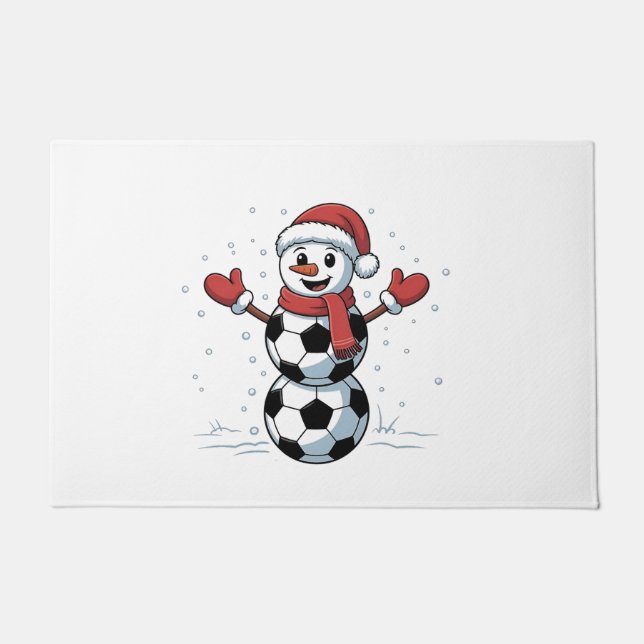 Felpudo Navidades de fútbol de snowman Santa Baseball Spor (Anverso)