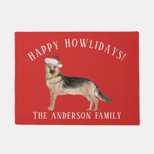 Felpudo Navidades de German Shepherd Happy Howlidays