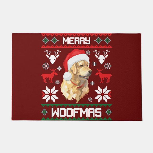 Felpudo Navidades de Golden Retriever Dog Merry Woofmas Sw (Anverso)