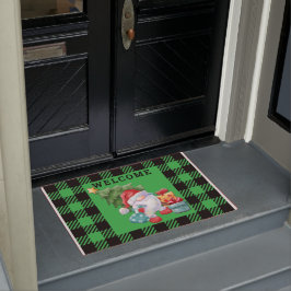 Felpudo Navidades de Green Plaid Gnome Doormat