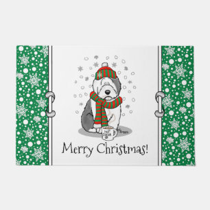 Felpudo Navidades de invierno Viejo perro pastor inglés gr