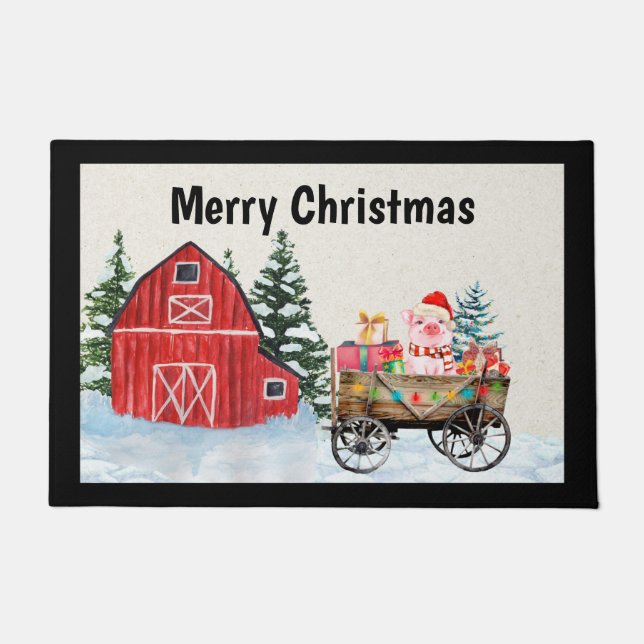 Felpudo Navidades de la granja Barnyard Country Door Mat (Anverso)