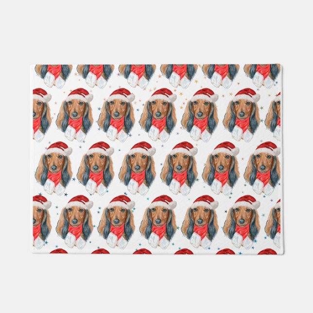 Felpudo Navidades de la raza de perro de Dachshund (Anverso)