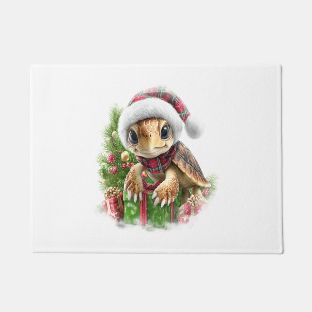 Felpudo Navidades de las camisetas de las tortugas marinas (Anverso)
