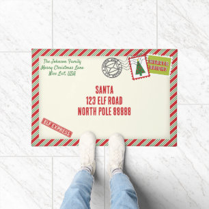 Felpudo Navidades de letras Santa a rayas personales
