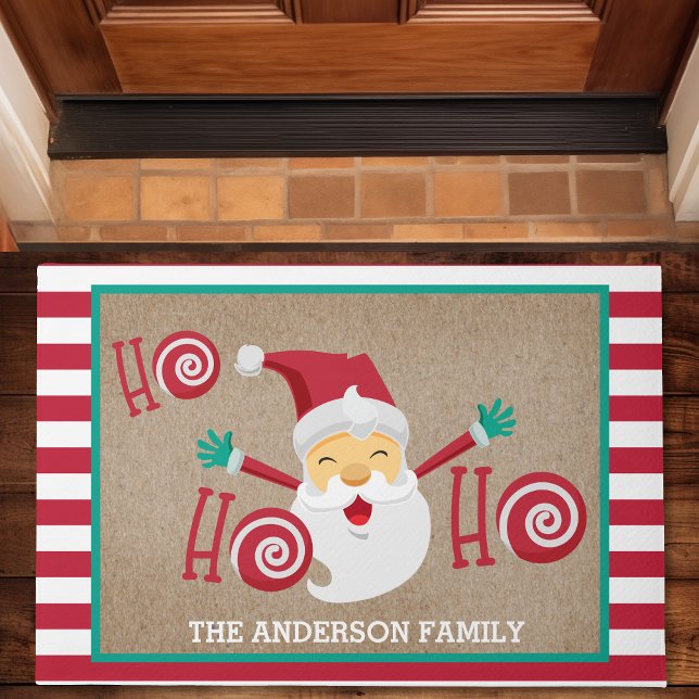 Felpudo Navidades de Monograma Personalizados de Santa Cla (Subido por el creador)