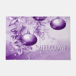 Felpudo Navidades de ornamentos morados Holiday Doormat