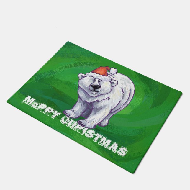 Felpudo Navidades De Oso Polar En Verde (Angular)