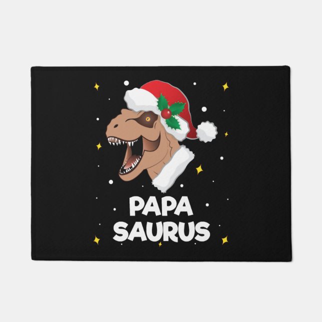 Felpudo Navidades de Papasauro Santa Claus Dinosaur (Anverso)