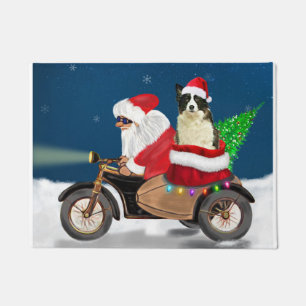 Felpudo Navidades de Perro Collie Fronterizo Santa Claus