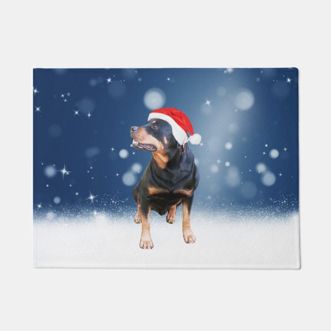 Felpudo Navidades de perro de Cute Rottweiler (Anverso)