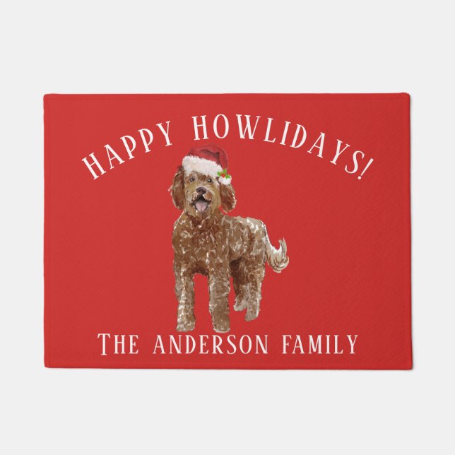 Felpudo Navidades de perro de Labradoodle (Anverso)