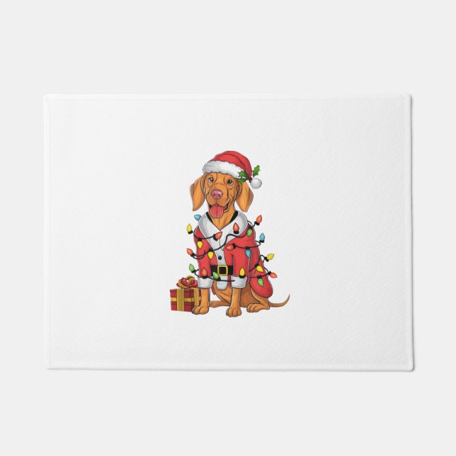 Felpudo Navidades de perro de Santa Vizsla iluminan Navida (Anverso)